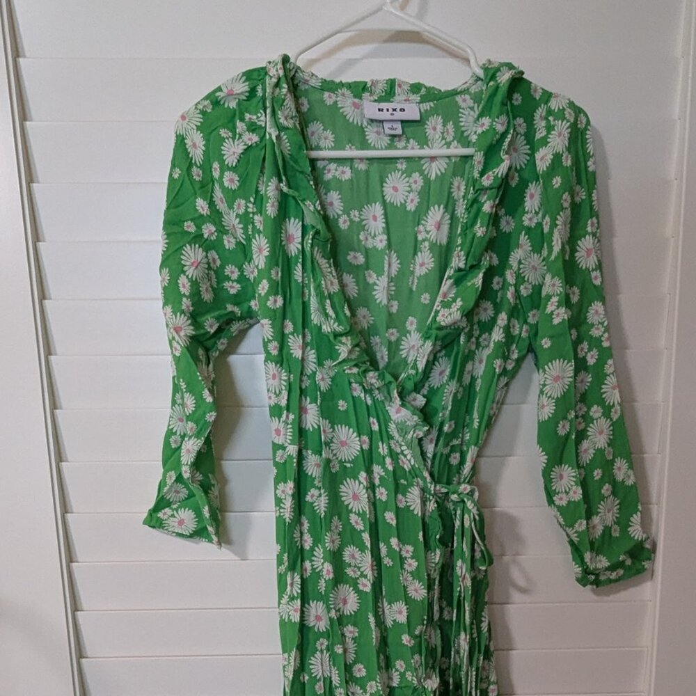 RIXO x Target | Green Ruffle Wrap Dress | S